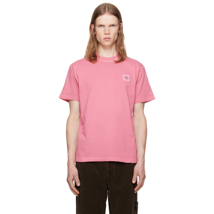 Photo: Stone Island Pink 2100026 Organic Cotton Jersey 'Fissato' T-shirt