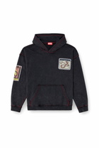 Diesel Treated hoodie with snake patches - Sweaters - Unisex - Black