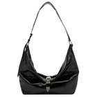 MARGE SHERWOOD Women's Belted Hobo Shoulder Bag - Large in Black Glossy Plain 