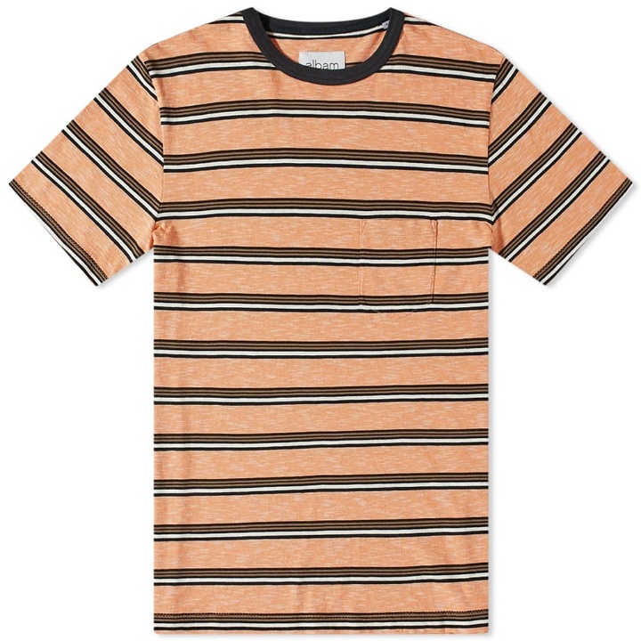 Photo: Albam Men's Heritage Stripe T-Shirt in Bright Orange Stripe