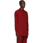 Valentino Red Plisse Shirt