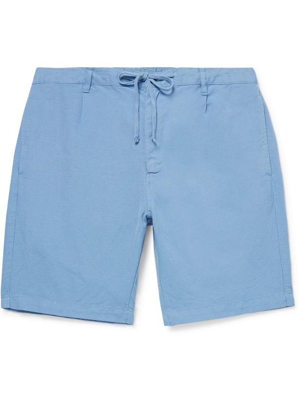 Photo: Hartford - Tank Garment-Dyed Cotton and Linen-Blend Drawstring Shorts - Blue