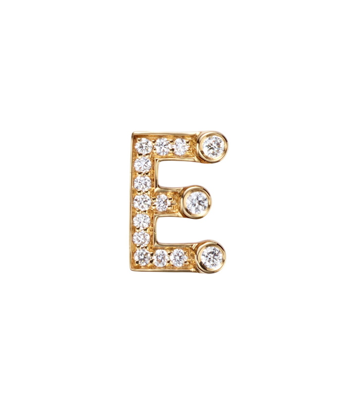 Photo: Sophie Bille Brahe Initial Petite E 18kt gold single earring with diamonds
