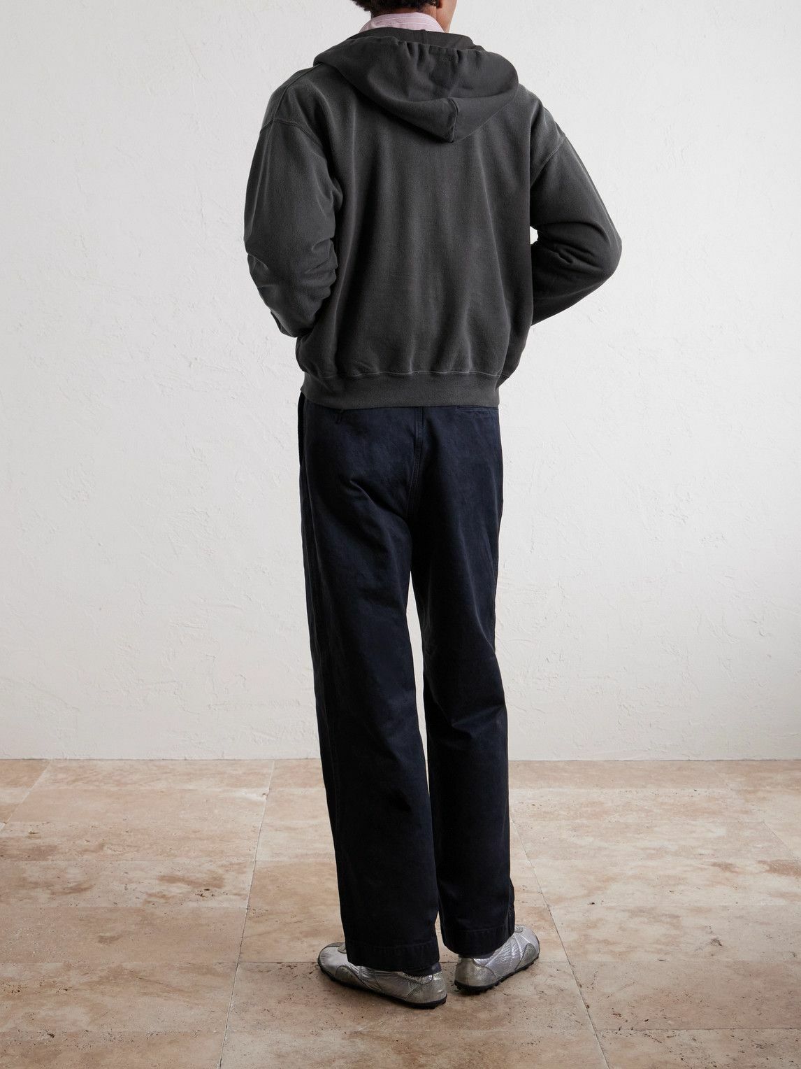 Auralee - Product Dyed Pima Cotton Zip-Up Hoodie - Black