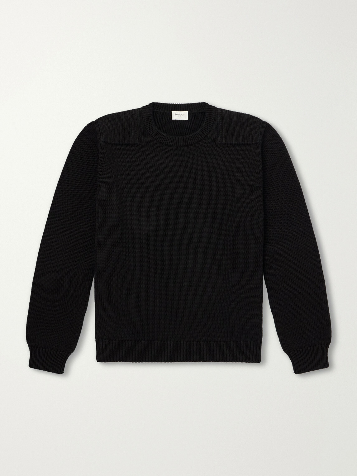 SAINT LAURENT - Waffle-Knit Cotton Sweater - Black