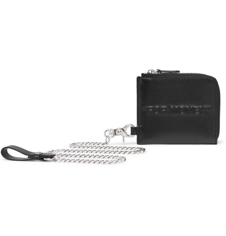 Photo: Off-White - Embossed Printed Leather Zip-Around Chain Wallet - Black
