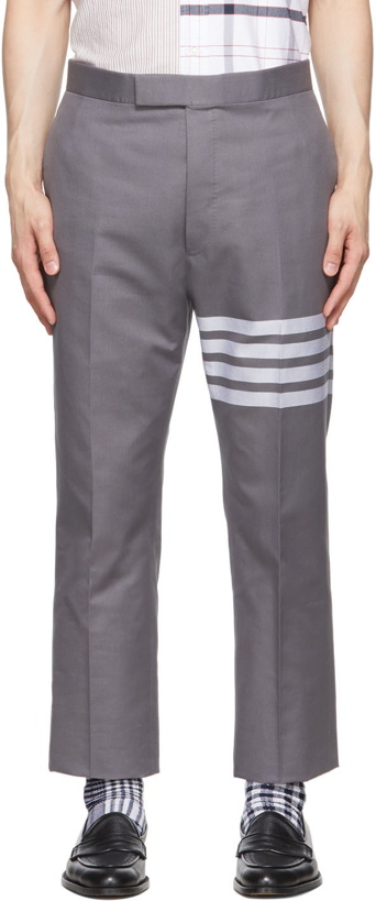 Photo: Thom Browne Grey 4-Bar Trousers