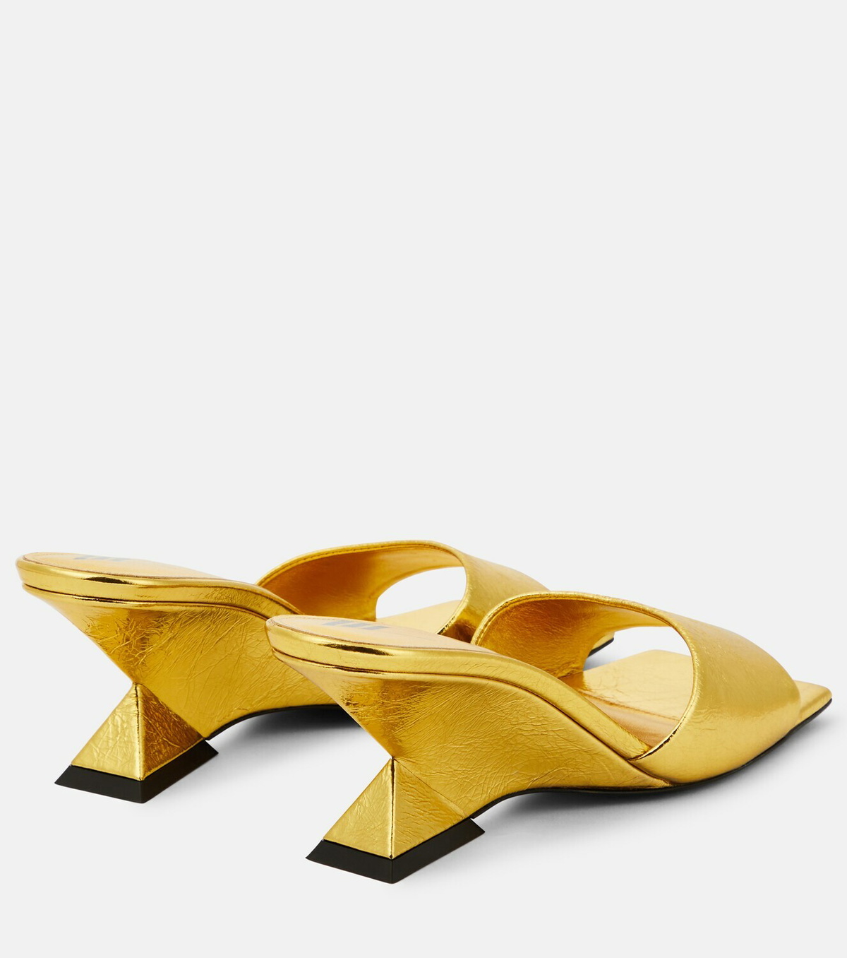 Devon laminated leather mules in gold - The Attico