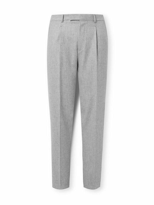 Photo: Zegna - Straight-Leg Pleated Wool-Flannel Trousers - Gray