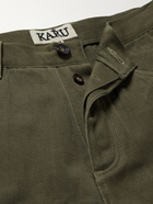 Karu Research - Straight-Leg Embroidered Panelled Cotton-Twill Trousers - Green
