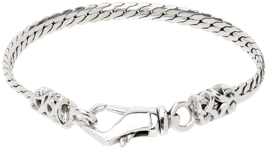 Emanuele Bicocchi Silver Herringbone Chain Bracelet Emanuele
