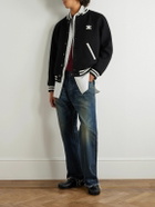 CELINE - Teddy Triomphe Leather-Trimmed Wool-Blend Varsity Jacket - Black