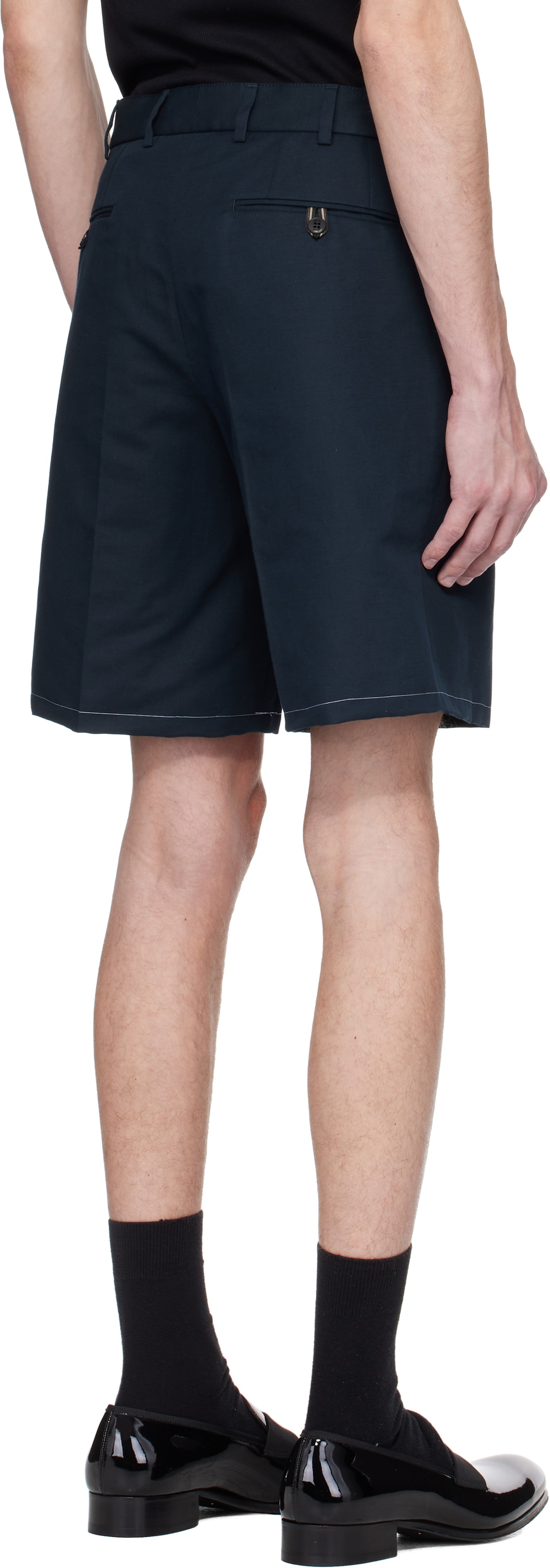 Brioni Navy Cotton Gabardine Shorts