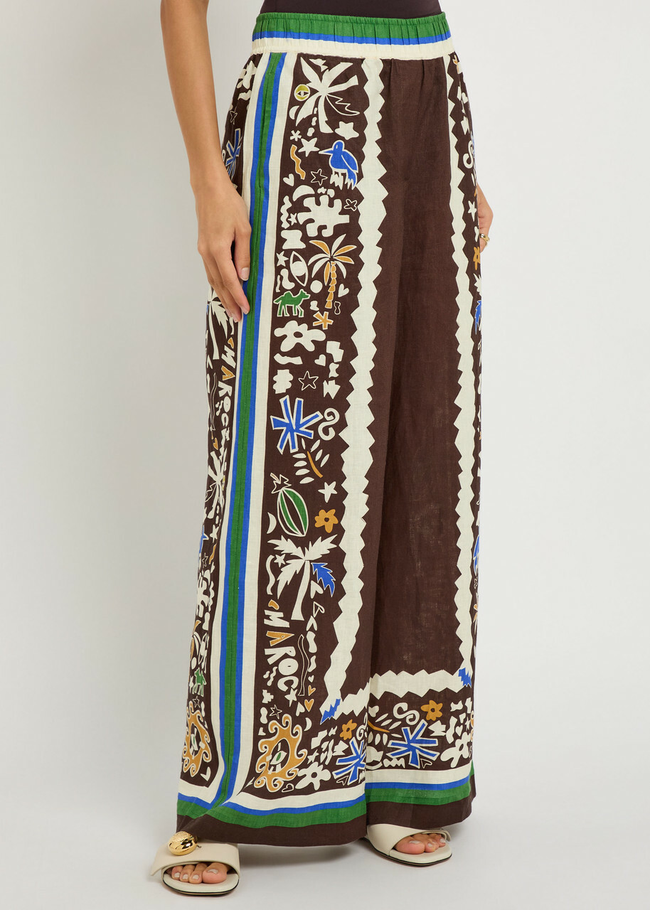 Alemais Maroc Printed Wide-leg Linen Trousers Multicoloured