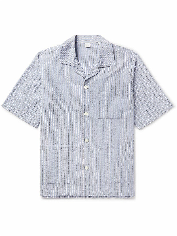 Photo: Aspesi - Striped Cotton-Seersucker Shirt - Blue