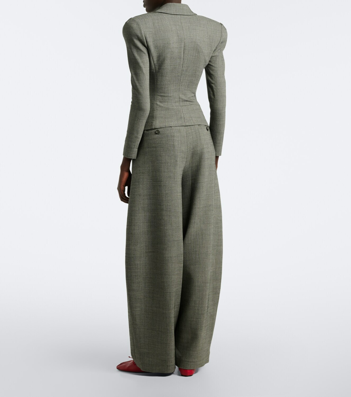 Magda Butrym Herringbone wool-blend barrel-leg pants