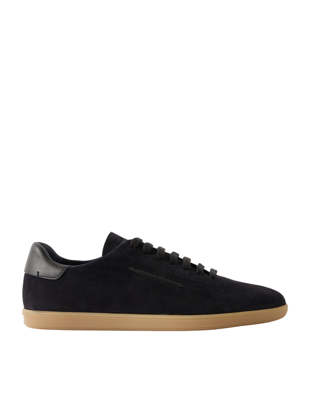 Photo: Zegna - 232 Leather-Trimmed Suede Sneakers - Black