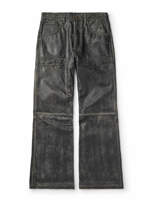 Photo: Acne Studios - 2021 Sanding Straight-Leg Panelled Distressed Leather Trousers - Black