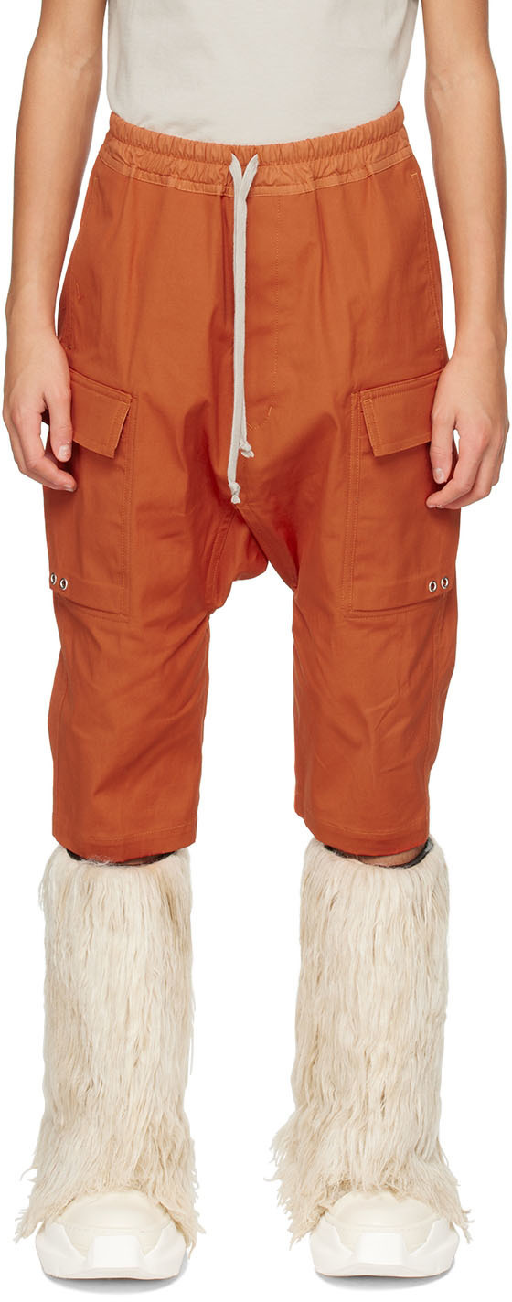 Rick Owens Kids Orange Pods Long Cargo Shorts Rick Owens