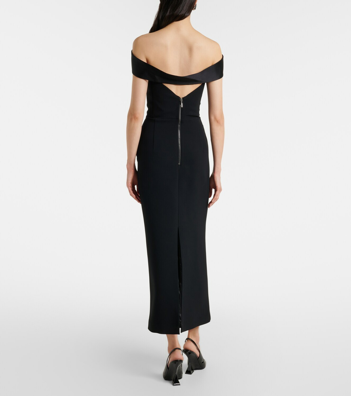 Maticevski Barrier off-shoulder satin midi dress