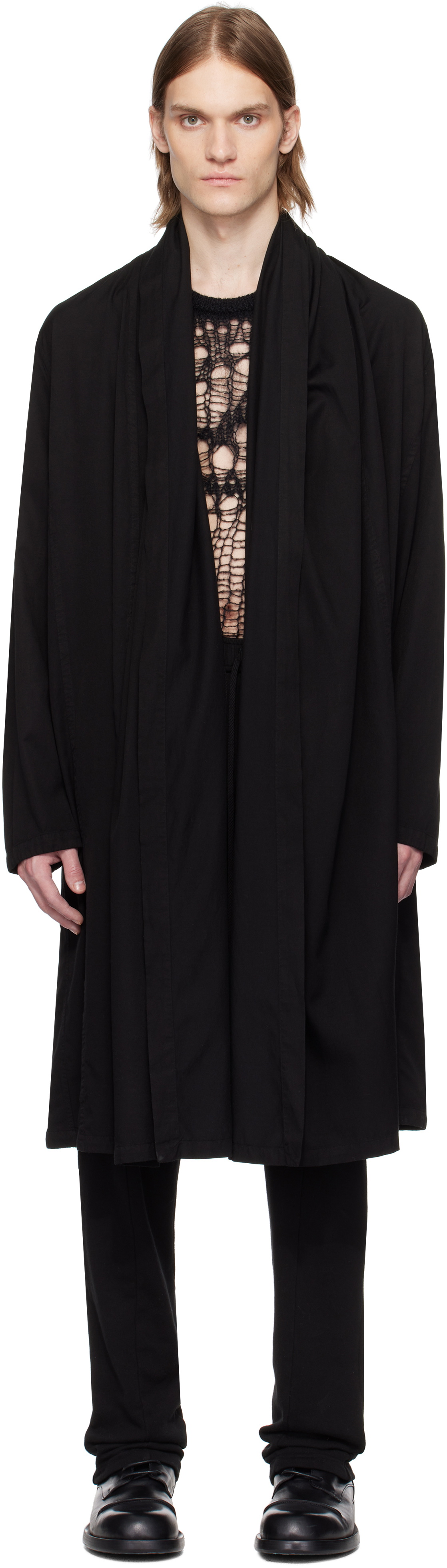 Julius Black Damaged Drape Cardigan Julius