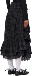 OPEN YY Black Rolled Waist Tiered Midi Skirt
