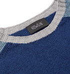 Howlin' - Colour-Block Lambswool And Cotton-Blend Sweater - Blue