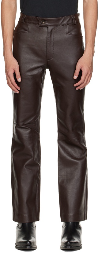 Photo: Ernest W. Baker Brown Flare Leather Pants