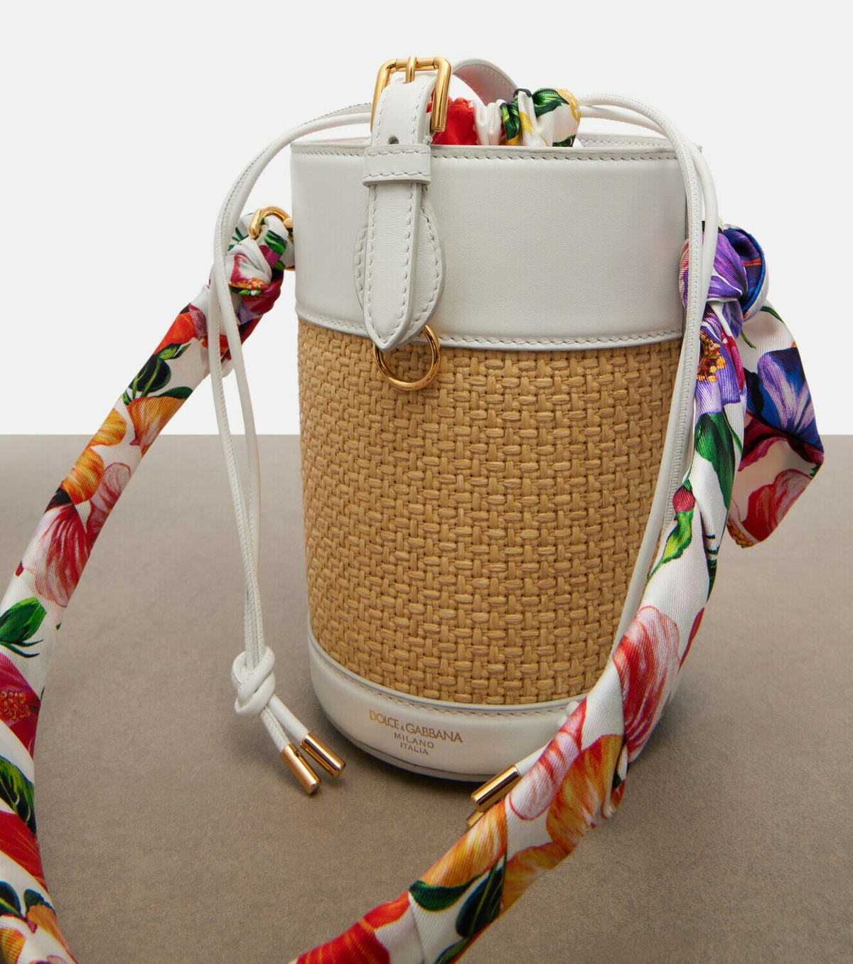 Dolce&Gabbana Secchiello Small raffia bucket bag