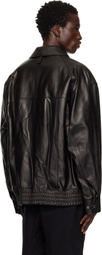 WOOYOUNGMI Black Banding Leather Jacket