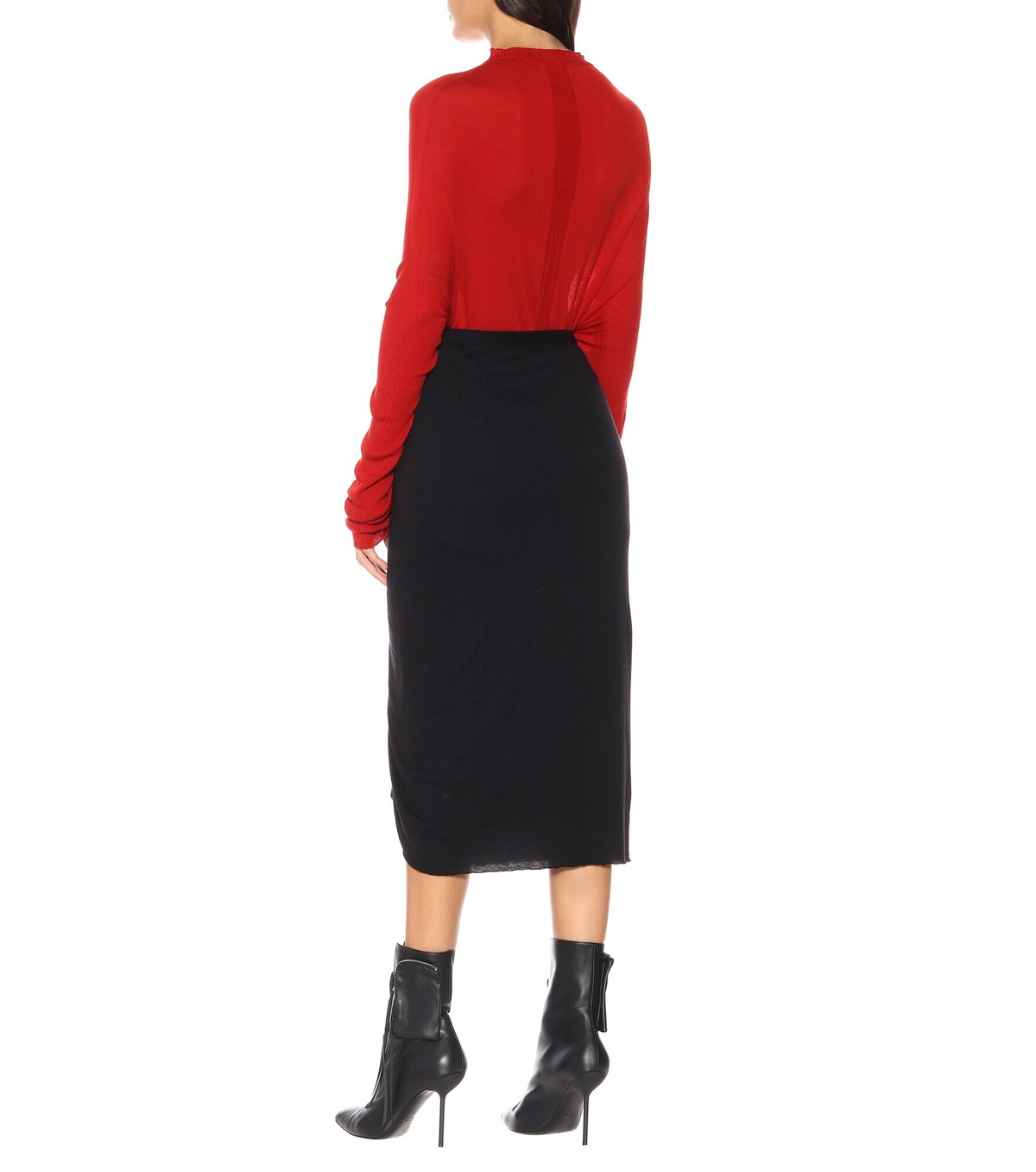 RICK OWENS LILIES Size 4 Twist Edfu White Jersey Asymmetrical Long Skirt