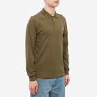 Fred Perry Men's Long Sleeve Plain Polo Shirt in Uniform Green