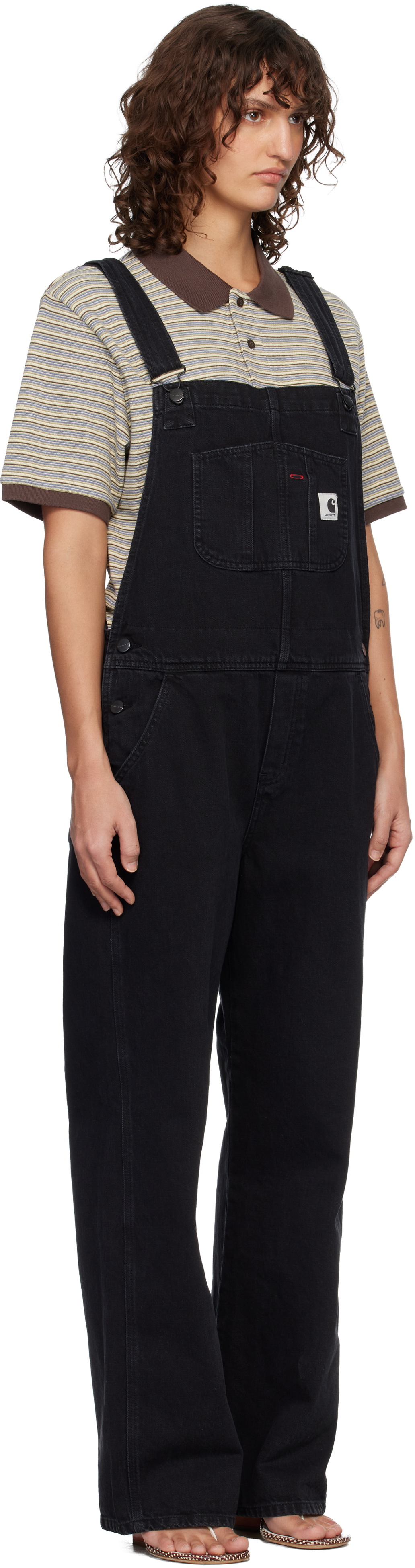 Carhartt Work In Progress Black Bib Straight Denim Overalls