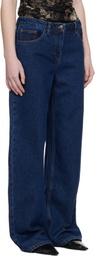 Magda Butrym Navy Loose-Leg Faded Jeans