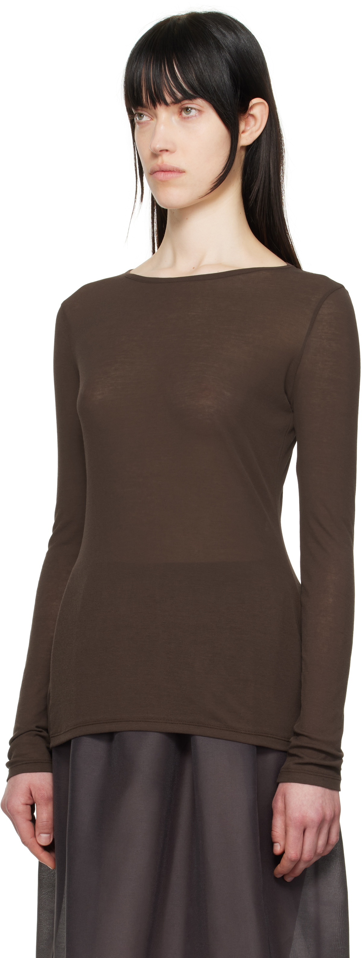 AMOMENTO Brown Round T-shirt