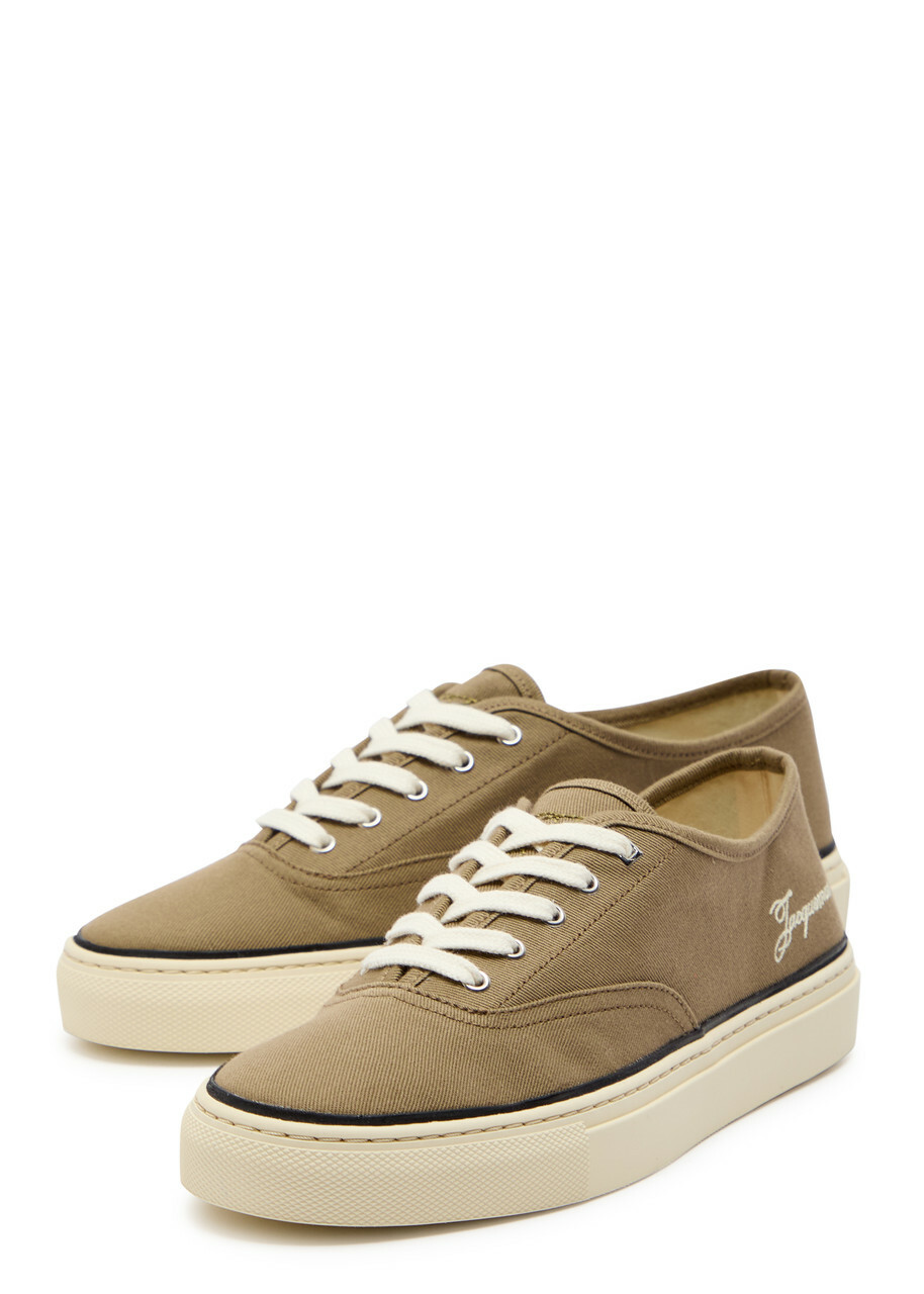 Jacquemus Les Fefe Logo-embroidered Canvas Sneakers Khaki