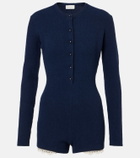 Magda Butrym Lace-trimmed knitted cotton-blend romper