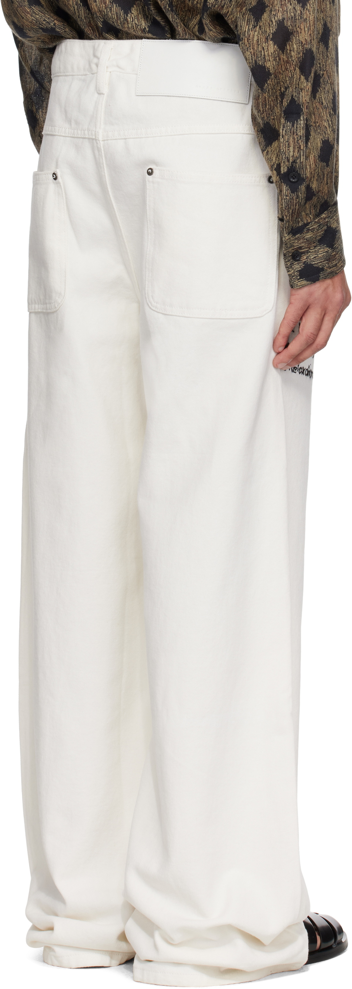 Glass Cypress White Swirly Text Jeans