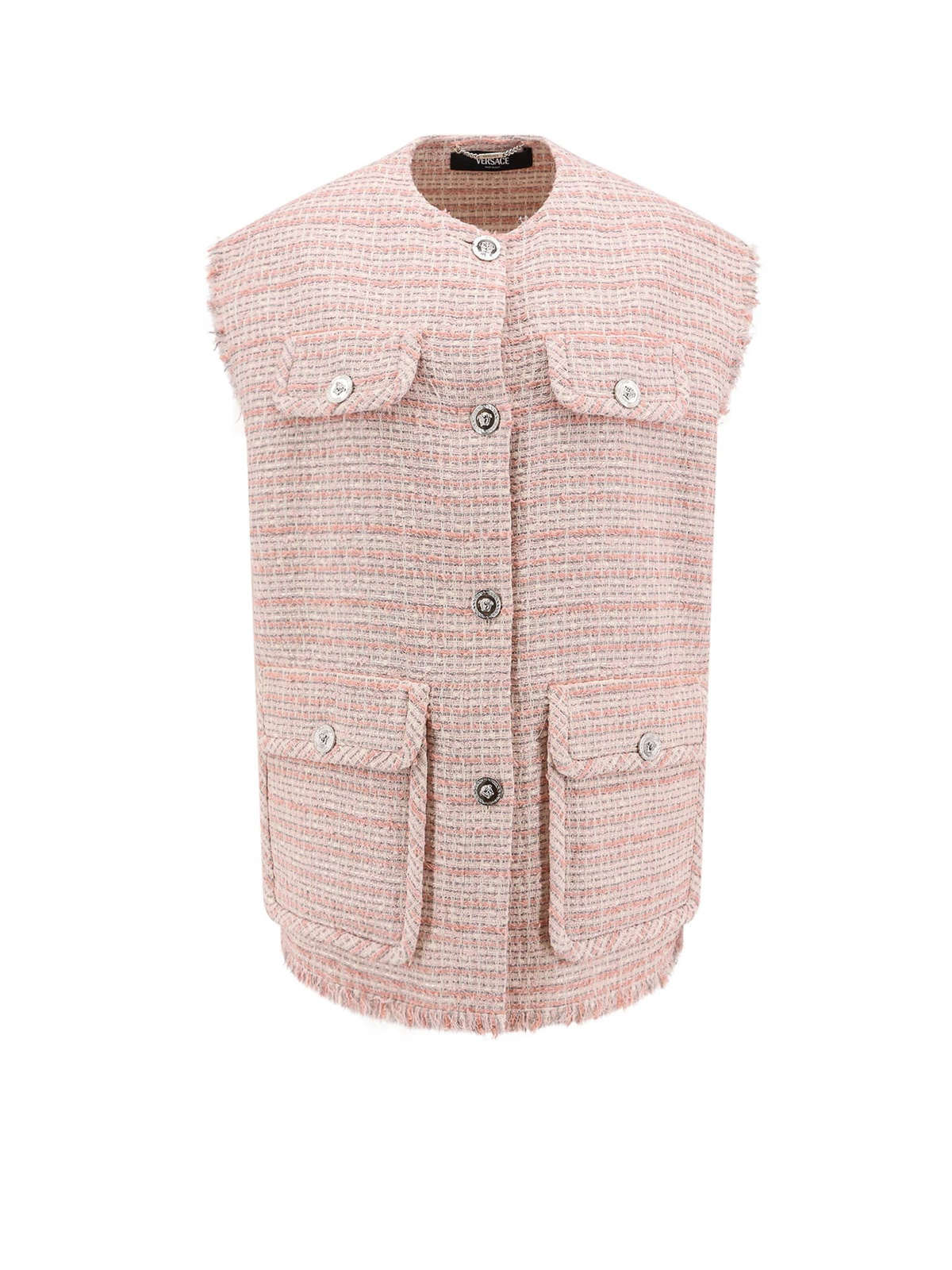 ジャケット Versace Button-up Frayed Tweed Waistcoat Versace Button-up Frayed Tweed Waistcoat Versace
