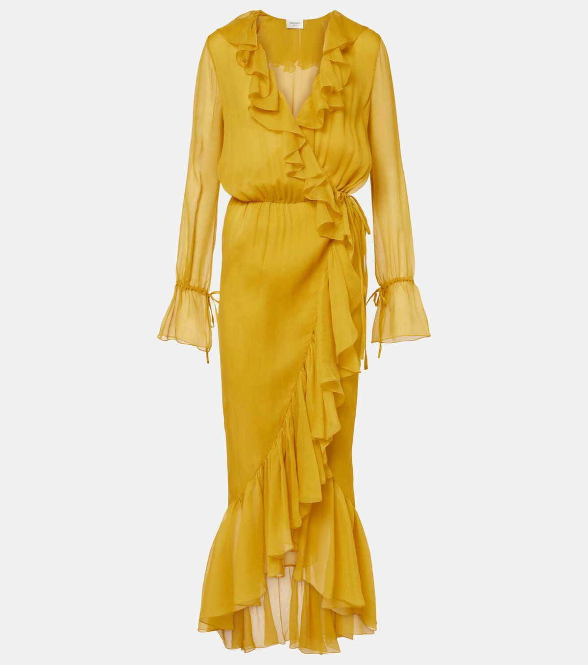 ワンピース SAINT LAURENT SILK CREPE WRAP DRESS Gorgeous Spring 1990 Yves Saint Laurent Runway Red Silk