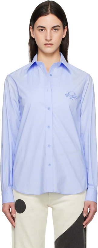 Photo: Moschino Blue Laurel Crown Emblem Shirt