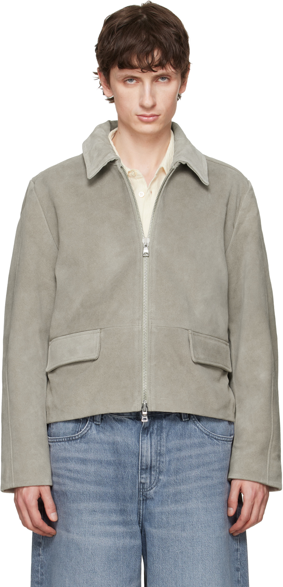 Won Hundred Gray Denzel Suede Leather Jacket