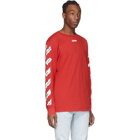 Off-White Red Airport Tape Long Sleeve T-Shirt