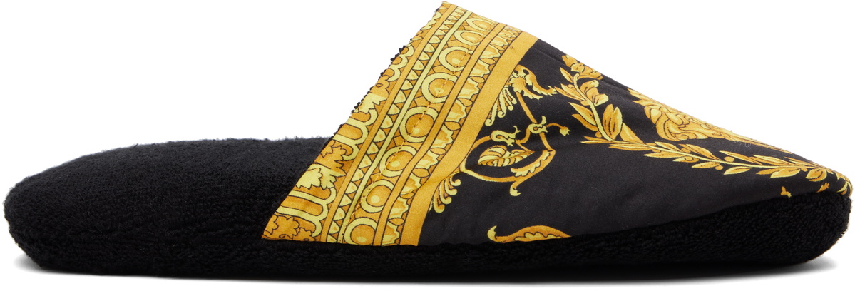 Versace Black 'I Heart Baroque' Slippers