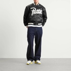 Patta Men's Script Logo Satin Varsity Jacket in Black