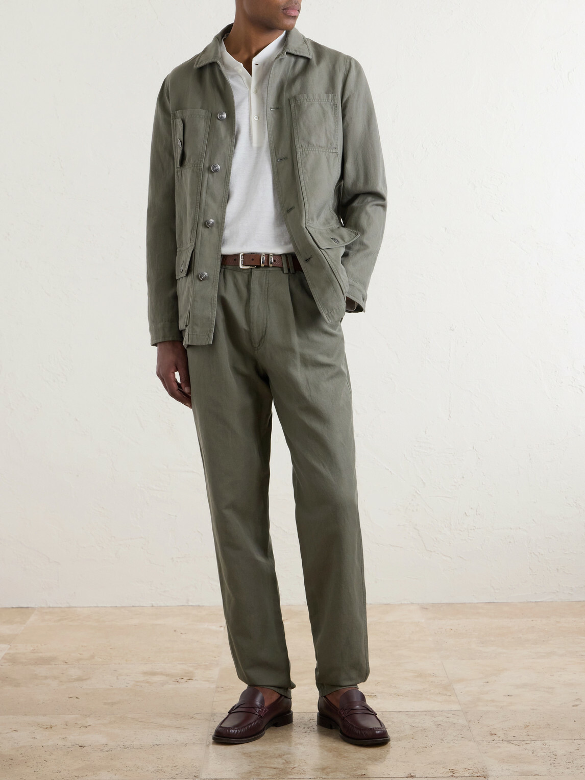 Brunello Cucinelli - Straight-Leg Pleated Cotton and Linen-Blend Trousers - Green