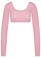 Skims Cropped Ribbed Wool-blend top Pink