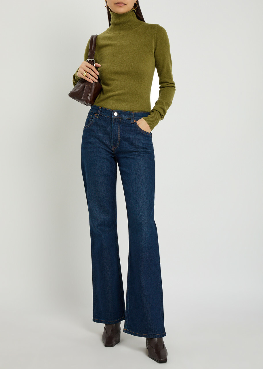 Reformation Jett Turtle-neck Cashmere top Green