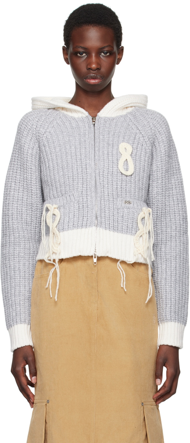 Kijun Gray Crochet Knit Hoodie