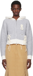 Kijun Gray Crochet Knit Hoodie
